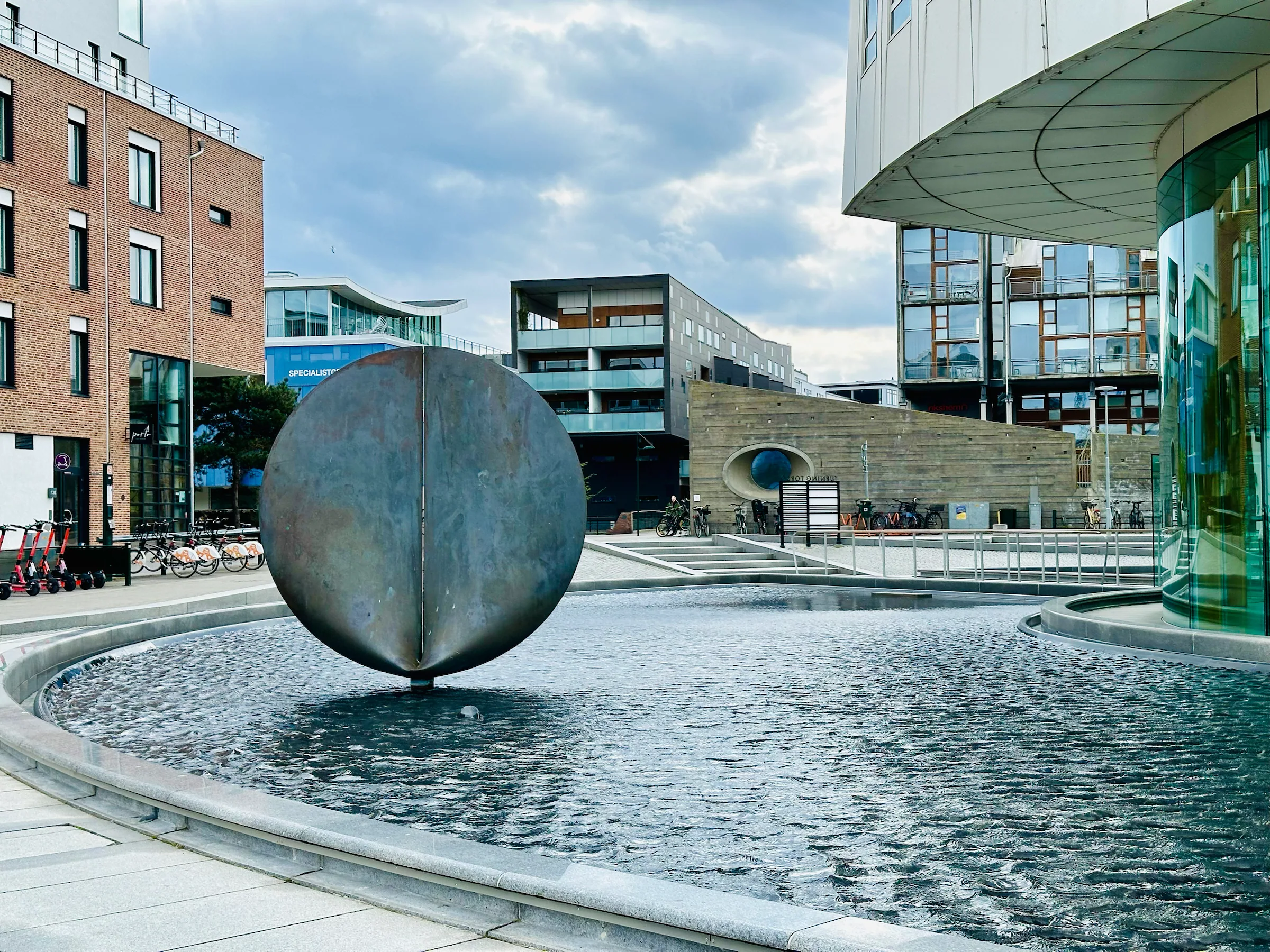 A sculpture above a fountain, Sweden